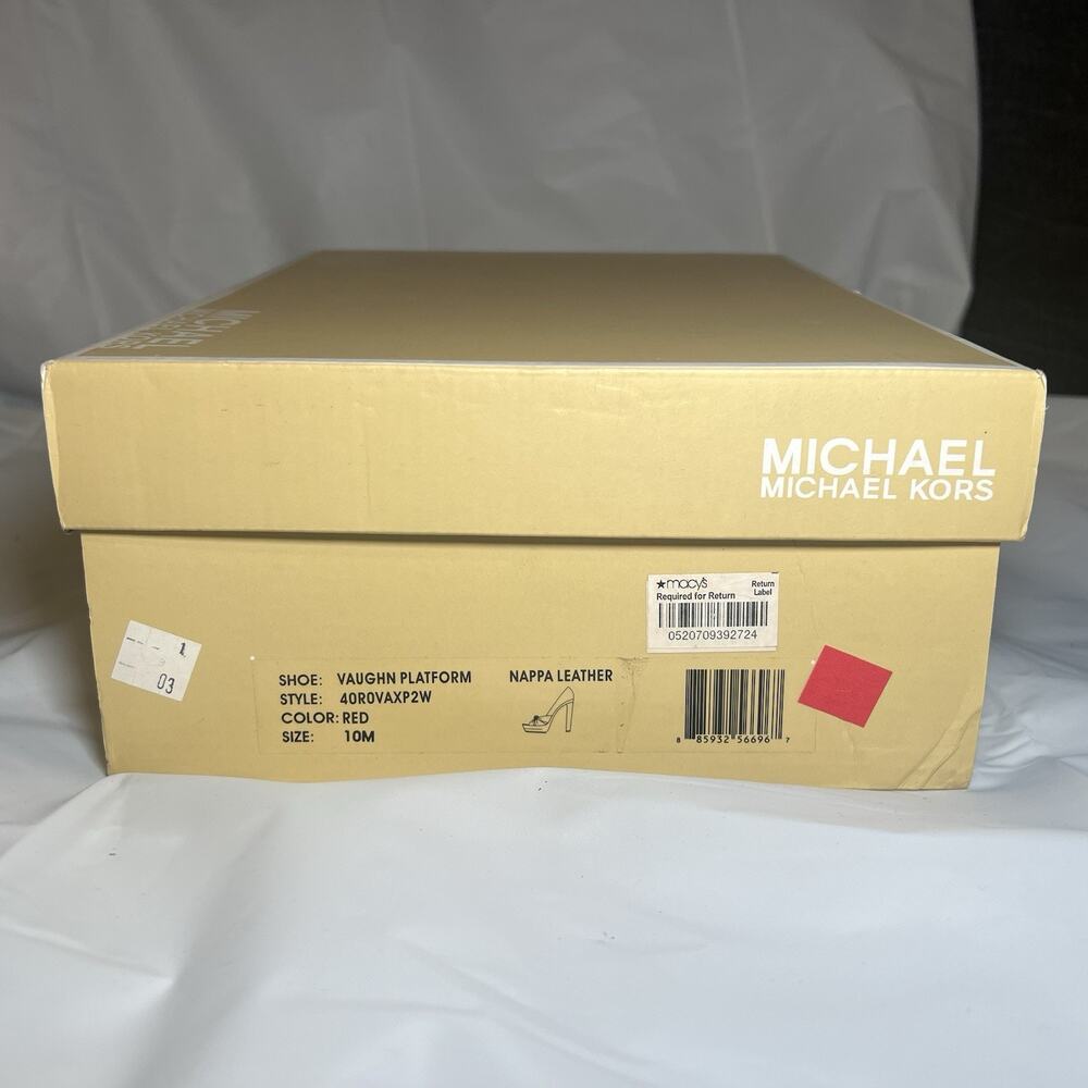 Michael Kors Womens Red Leather Twisted Knot Peep Toe Platform Heels Size 10M - Picture 9 of 11